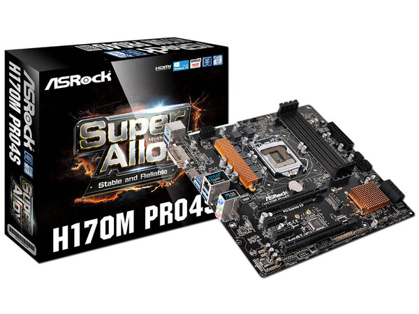 T. Madre AsRock H170M Pro4S, Chipset Intel H170,
Soporta: Core i7 / i5 / i3 de 6ta Gen., Socket 1151,
Memoria: DDR4 2133 MHz, 64GB Max,
Integrado: Audio HD, Red,
USB 3.0 y SATA 3.0,
Micro ATX, Ptos: 2xPCIE 3.0 x16, 2xPCIE 3.0 x1.