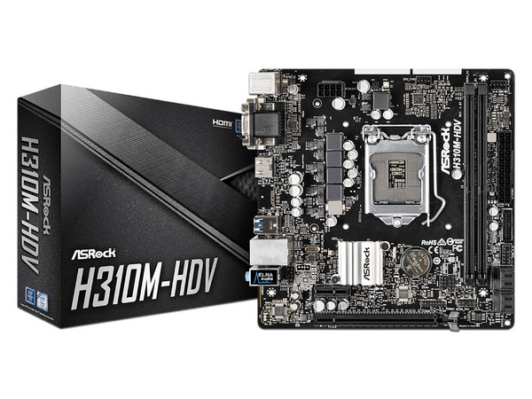 T. Madre Asrock H310M-HDV, Chipset Intel H310,
Soporta: Core i7 / i5 / i3 / Pentium / Celeron de 8va. Gen., Socket 1151,
Memoria: DDR4 2133MHz, 32GB Max,
Integrado: Audio HD, Red,
USB 3.0, SATA 3.0
ATX, Ptos: 1xPCIE 3.0 x16.