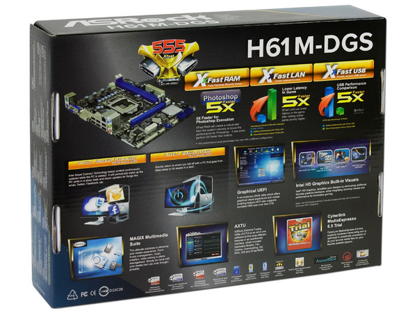 T. Madre ASRock H61M-DGS, Chipset Intel H61,
Soporta: Core i7 / i5 / i3 de Socket 1155,
Memoria: DDR3 1600/1333/1066 MHz, 16 GB Max,
Integrado: Audio HD, Red,
Micro ATX, Ptos: 1xPCIEX16, 1xPCIEX1.