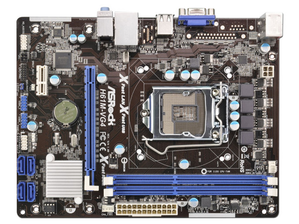 T. Madre ASRock H61M-VG4, ChipSet Intel H61,
Soporta: Core i7/i5/i3 de Socket 1155,
Memoria: DDR3 1600/1333/1066 MHz, 16GB Max,
Integrado: Audio HD, Red,
Micro-ATX, Ptos: 1xPCIE 3.0 x16, 1xPCIE 2.0 x1