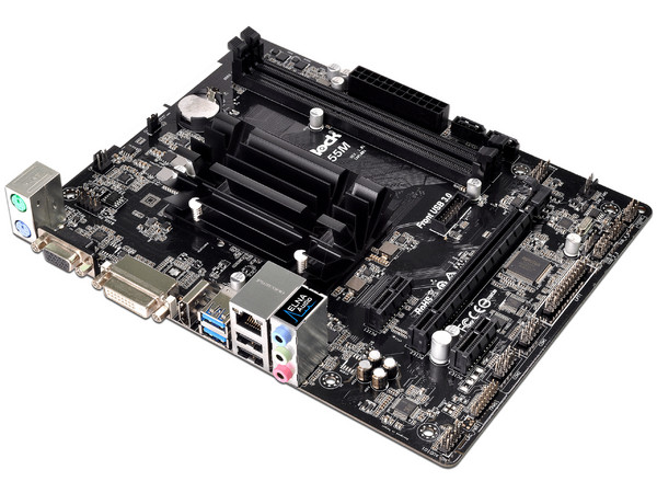 T. Madre Asrock J3455M,Procesador integrado,
Soporta: Intel Quad-Core J3455 (hasta 2.3 GHz),
Memoria: DDR3 1866 MHz, 16GB Max,
SATA 3.0, USB 3.0,
Integrado: Audio HD, Red Gigabit,
Micro-ATX.