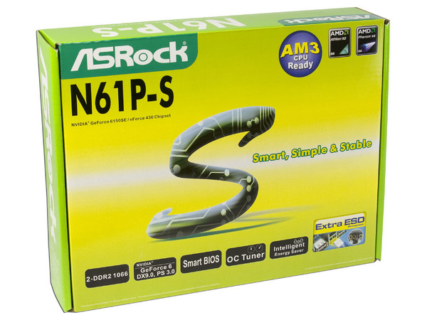 T. Madre ASRock N61P-S, Chipset NVIDIA nForce,
Soporta: Phenom, Athlon 64/Athlon 64 X2, Socket AM2+,
Memoria: DDR2 800/1066*, 2 Bancos, 8GB Max,
Integrado: Audio HD, Red, Video GeForce,
Diseño: MATX, Ptos:1xPCIEx16, 1xPCIEx1, 2xPCI.