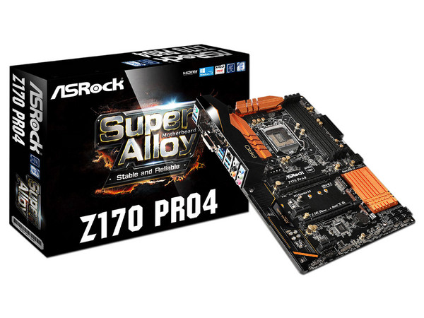 T. Madre ASRock Z170 Pro4: Chipset Intel Z170,
Soporta: Core i7 / i5 de 6ta Gen., Socket 1151,
Memoria: DDR4 3866+(OC), 2400(O.C.), 2133 MHz, 64GB Max,
Integrado: Audio HD, Red,
USB 3.1 y SATA 3.0,
ATX, Ptos: 2 x PCIEx16, 3 x PCIex1.
