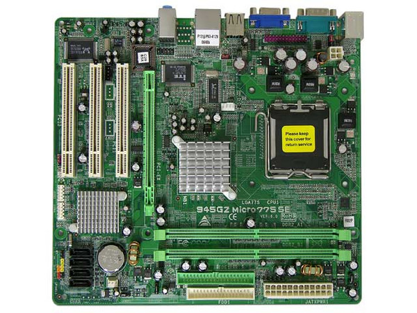 T. Madre Biostar 945GZ MICRO775SE, ChipSet 945GZ/ICH7,
Soporta: Pentium 4, D, Core2Duo, 533/800MHz,
Integrado: Audio 5.1, Red, Video GMA 950,
Memoria: DDR2 400/533, 2 Bancos, 2GBMax,
Diseño: Micro ATX, Ptos: 1xPCI Expressx16, 3xPCI