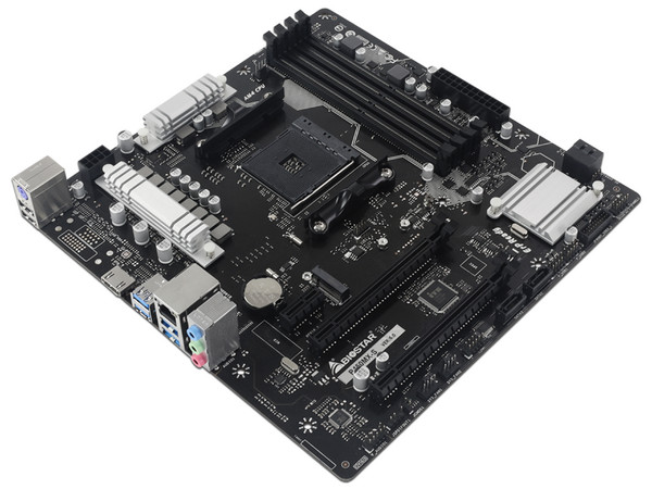 T. Madre Biostar B450MX-S, 
Chipset AMD B450,
Segmento: Medio,
Soporta: AMD Ryzen 3ra 4ta y 5ta Generación, Socket AM4,
RAM: DDR4 4333/3200/2133MHz, 128GB Max,
Integrado: Audio HD, Red, USB 3.0,
SATA 3.0, M.2,
Micro-ATX, 1xPCIE3.0x16, 1xPCIE 2.0x1