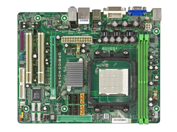 T. Madre Biostar GF8100 M2+ SE, ChipSet Nvidia 8100,
Soporta: Phenom, Athlon 64/Athlon 64 X2, Socket AM2+,
Memoria: DDR2 1066/800/Mhz, 2 Bancos, 8GB Max,
Integrado: Audio HD, Red 10/100, Video NVIDIA GF8100,
Diseño: MicroATX, Ptos:1xPCEx16 2.0, 2xPCI