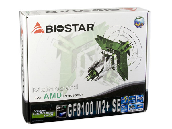 T. Madre Biostar GF8100 M2+ SE, ChipSet Nvidia 8100,
Soporta: Phenom, Athlon 64/Athlon 64 X2, Socket AM2+,
Memoria: DDR2 1066/800/Mhz, 2 Bancos, 8GB Max,
Integrado: Audio HD, Red 10/100, Video NVIDIA GF8100,
Diseño: MicroATX, Ptos:1xPCEx16 2.0, 2xPCI