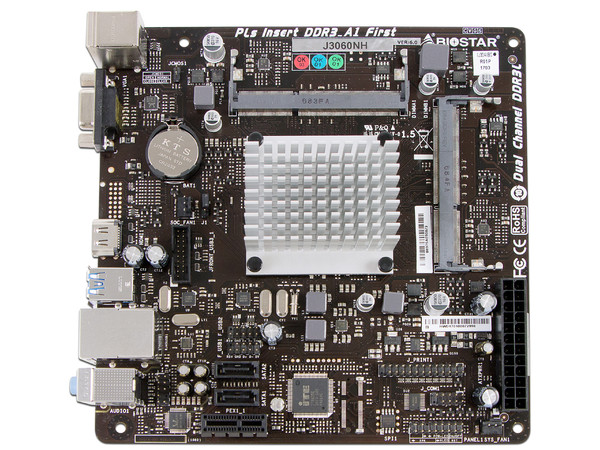 T. Madre Biostar J3060NH,
Procesador Integrado Intel Celeron J3060 (hasta 2.48 GHz),
Memoria: DDR3L 1600/1333/1066 MHz, 8 GB Max,
Integrado: Video Intel HD graphics, Audio, Red,
SATA 3.0,
Mini-ITX, Ptos: 1xPCIEx1