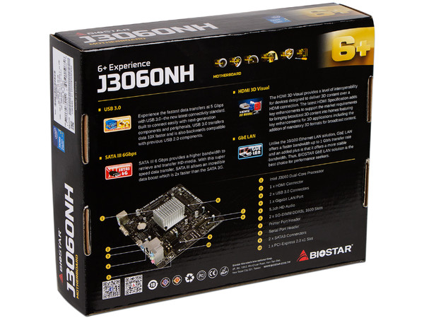 T. Madre Biostar J3060NH,
Procesador Integrado Intel Celeron J3060 (hasta 2.48 GHz),
Memoria: DDR3L 1600/1333/1066 MHz, 8 GB Max,
Integrado: Video Intel HD graphics, Audio, Red,
SATA 3.0,
Mini-ITX, Ptos: 1xPCIEx1