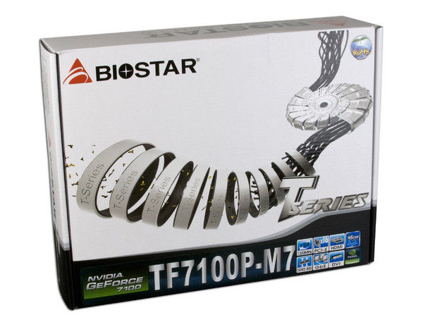 T. Madre Biostar TF7100P-M7, GeForce 7100,
Para: Cel.400, DualCore/2Duo, Quad 1333/1066MHz,
Integrado: Video con HDMI y DVI, Audio HD, Red100/1000,
Memoria: 2x DDR2, Max. 4GB, Diseño MicroATX,
Puertos: 1xPCI-EX16, 1xPCI-EX1, 2xPCI