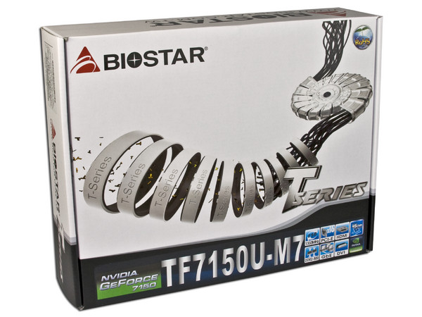 T. Madre Biostar TF7150U-M7, GeForce 7150,
Para: Cel.400, DualCore/2Duo, Quad 1333/1066MHz,
Integrado: Video con HDMI y DVI, Audio HD, Red100/1000,
Memoria: 2x DDR2, Max. 4GB, Diseño MicroATX,
Puertos: 1xPCI-EX16, 1xPCI-EX1, 2xPCI