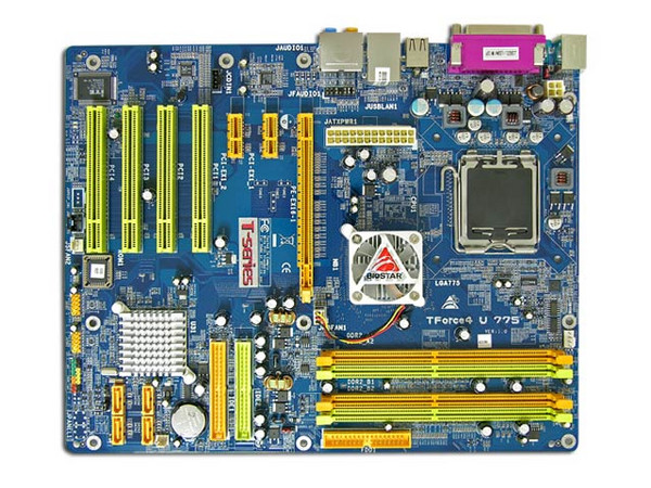 T. Madre Biostar TFORCE4U775, ChipSet nForce4UltraSPP+,
Soporta: Pentium 4, D, Dual Core, 1066MHz,
Integrado: Realtek AC97 8 canales, Red 10/100,
Memoria: 4x DDR2, Max. 4GB, Diseño ATX,
Ptos: 1xPCI-E X16, 2xPCI-E X1, 4xPCI