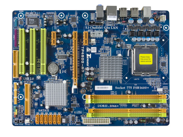 T. Madre Biostar TP45D2-A7, ChipSet Intel P45,
Soporta: Cel.400, DualCore/Duo/Quad, 1333/1600MHz,
Memoria: DDR2 1066/800/Mhz, 4 Bancos, 16GB Max,
Integrado: Audio HD, Red 10/100/1000,
Diseño: ATX, Ptos: 1xPCEx16 2.0, 2xPCEx1, 3xPCI
