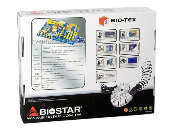 T. Madre Biostar TP45D2-A7, ChipSet Intel P45,
Soporta: Cel.400, DualCore/Duo/Quad, 1333/1600MHz,
Memoria: DDR2 1066/800/Mhz, 4 Bancos, 16GB Max,
Integrado: Audio HD, Red 10/100/1000,
Diseño: ATX, Ptos: 1xPCEx16 2.0, 2xPCEx1, 3xPCI