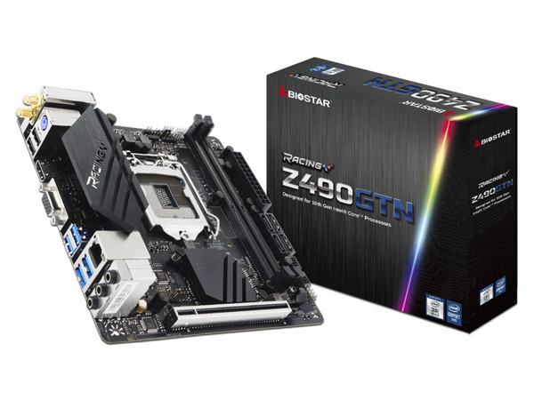 T. Madre Biostar Z490 GTN, Chipset Intel Z490,
Soporta: Intel Core 10a Gen/ Pentium Gold/ Celeron, Socket 1200,
Memoria: DDR4 4400/ 3200/ 2133 MHz, 64GB Max,
Integrado: Audio HD, Red, USB 3.0, SATA 3.0,
Mini-ITX, Ptos: 1xPCIEx16.