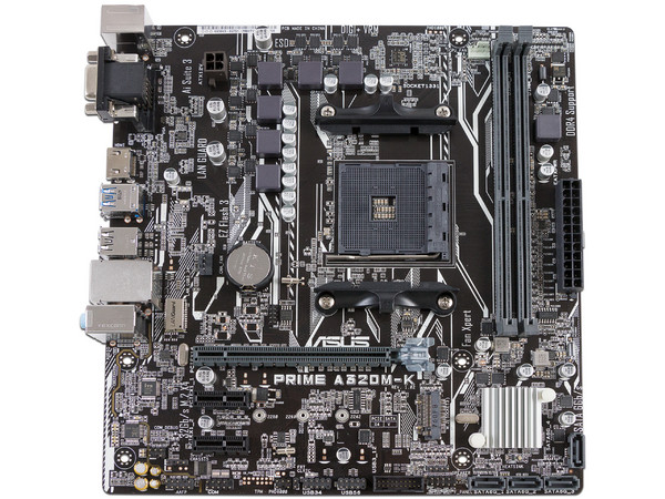 T. Madre Asus PRIME A320M-K, Chipset AMD A320,
Soporta: Procesador AMD Ryzen 1ra Gen, Socket AM4,
Memoria: DDR4 3200(OC)/2400/2133MHz, 32GB Max,
Integrado: Audio, Red,
USB 3.0, SATA 3.0,
Micro-ATX, Ptos: PCIE 3.0, Incluye Procesador AMD Athlon 3000G
