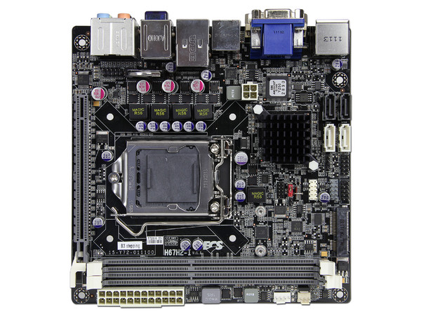 T. Madre ECS H67H2-I-B3, ChipSet Intel H67 Exp., Soporta: Core i7/i5/i3 de Socket 1155, USB 3.0 y SATA 3.0 Integrado: Audio HD, Red, Memoria: DDR3 1333/1066MHz, 16GB Max, Mini ITX, Ptos: 1xPCIEX16, 1xMiniPCIEX1