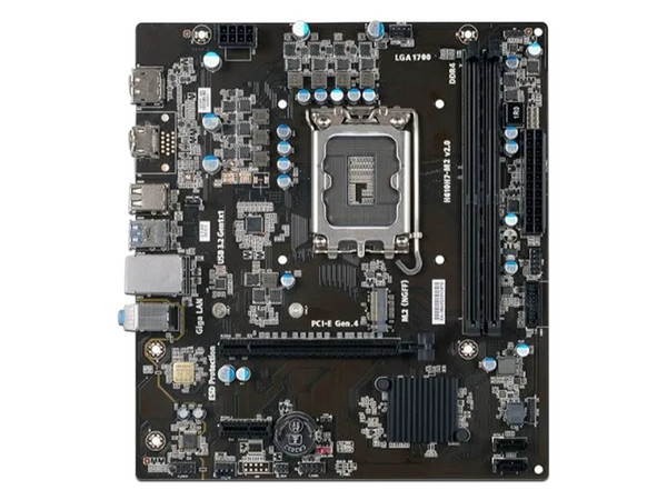T. Madre ECS H610H7-M2,
Chipset H610, 
Segmento: General,
Soporta: Intel Core 12va, 13va y 14va Gen., Socket LGA 1700,
Memoria: DDR4 3200+MT/s, 64GB Max,
Integrado: Audio HD, Red, USB 3.2, SATA 3.0, M.2,
Micro-ATX, Ptos: PCIE 4.0 x16, PCIE 3.0x1