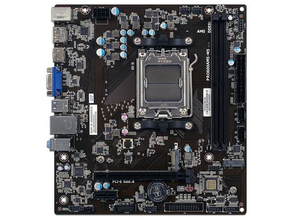 T. Madre ECS PRO600AM5-M5: 
Chipset AMD Pro 600, 
Segmento: General, Socket AM5, 
Soporta: Procesadores Ryzen 7000/ 8000 / 9000, 
Memoria: DDR5 5200MHz,
Integrado: AudioHD, Red, USB, M.2, 
Micro-ATX, Ptos: 1xPCIE4.0x16, 1xPCIE3.0x1.