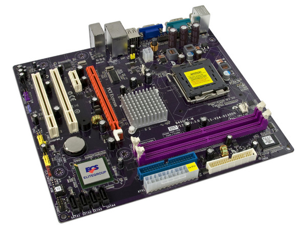 T. Madre ECS 945GCT-M/1333, ChipSet Intel 945GC,
Soporta: Cel.400, DualCore/2Duo, 1066/1333MHz,
Memoria: DDR2 533/667Mhz, 2 Bancos, 4GB Max,
Integrado: Video, Audio HD, Red 10/100,
Diseño: MicroATX, Ptos: 1xPCEx16, 1xPCEx1, 2xPCI
