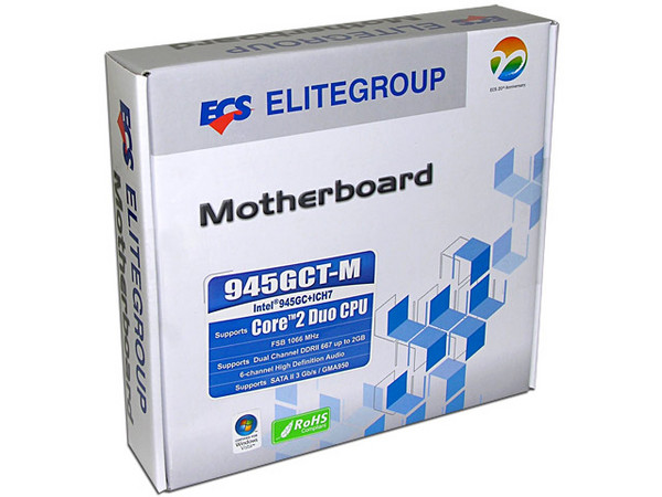 T. Madre ECS 945GCT-M (V2.0), ChipSet Intel 945GC & ICH7,
Soporta: Cel.400, DualCore/2Duo, 1066MHz,
Memoria: DDR2 667/533/400Mhz, 2 Bancos, 2GB Max,
Integrado: Video Intel GMA950, Audio HD, Red 10/100,
Diseño: MicroATX, Ptos: 1xPCEx16, 2xPCI
