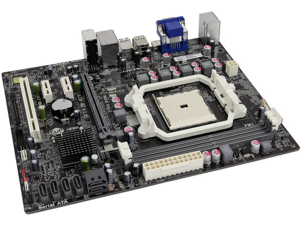 T. Madre ECS A75F-M2, Chipset AMD A75 (Hudson D3),
Soporta: AMD A8/A6/A4 de Socket FM1,
Memoria: DDR3 1866/1600/1333 MHz, 16GB Max,
 USB 3.0 y SATA 3.0,
Integrado: Audio HD, Red,
Micro-ATX, Ptos: 1xPCIEX16, 2xPCIEX1