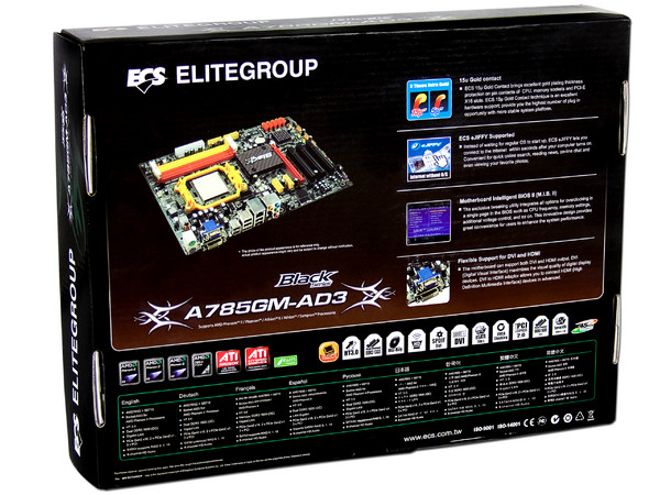 T. Madre ECS BlackSeries A785GM-AD3, ChipSet 785G,
Soporta: Phenom II X6 y X4 de Socket AM3,
Integrado: Video ATI HD4200, Audio HD, Red,
Memoria: DDR3 1600(OC)/1333MHz,
Diseño ATX, Ptos: 1xPCIEX16, 2xPCIEX1, 3xPCI