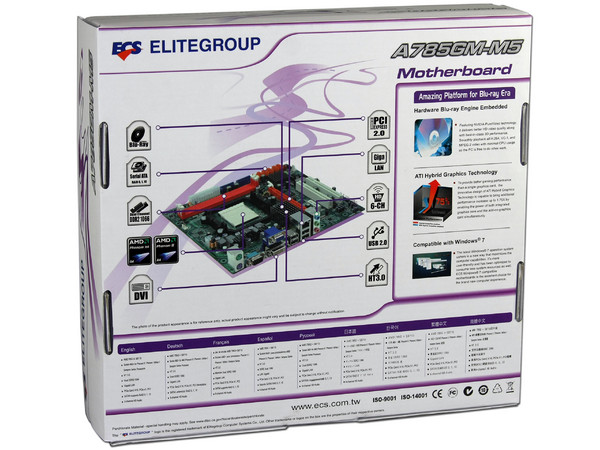 T. Madre ECS A785GM-M5, ChipSet AMD 785G,
Soporta: Phenom II X3 y X4 Soporta AM2+ y AM3,
Integrado: Video Radeon HD4200, Audio HD, Red,
Memoria: DDR2 1066MHz/800MHz,
Diseño mATX, Ptos: 1xPCIEX16, 1xPCIEX1, 2xPCI