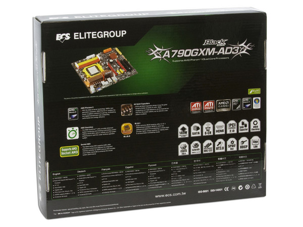 T. Madre ECS A790GXM-AD3, ChipSet AMD 790GX,
Soporta: Phenom II X3 y X4 de Socket AM3,
Integrado: Video ATI HD3300, Audio HD, Red,
Memoria: DDR3 1333/1066 MHz,
Diseño ATX,Ptos: 2xPCIEX16, 2xPCI-EX1, 2xPCI