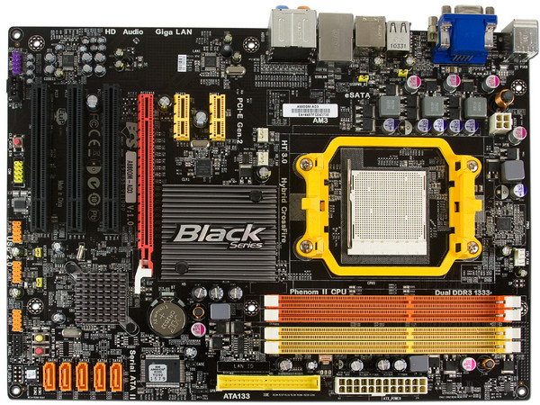 T. Madre ECS A880GM-AD3, Chipset AMD880G,
Soporta: Phenom II X3, X4 y X6 Socket AM3,
Memoria: DDR3 1600(OC)/1333, 32GB Max,
Integrado: Audio HD, Red, Video Radeon HD 4250,
Diseño ATX, Ptos: 1xPCIEX16, 2xPCIEX1, 3xPCI
