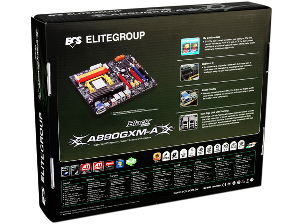 T. Madre ECS A890GXM-A, ChipSet AMD 890GX,
Soporta: Phenom II X6, X4 de Socket AM3,
Integrado: Video ATI HD4290, Audio HD, Red,
Memoria: DDR3 1800(O.C.)/1600(O.C.) MHz,
Diseño ATX,Ptos: 3xPCIEX16, 2xPCI-EX1, 1xPCI