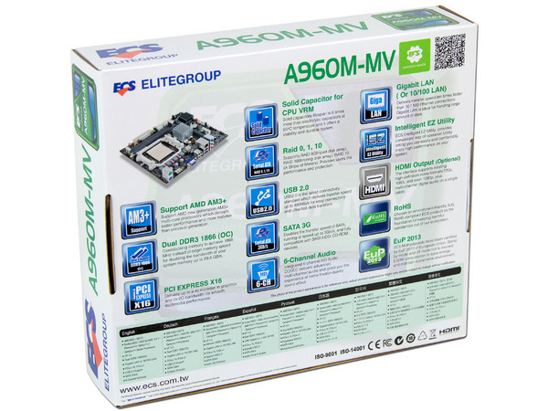 T. Madre ECS A960M-MV, ChipSet AMD 760G,
Soporta: AMD FX/ Phenom II/ Athlon II de Socket AM3+,
Memoria: DDR3 1866(OC)/1333/1066 MHz, 16GB Max,
Integrado: Audio HD, Red, Video ATI Radeon HD3000,
Micro-ATX, Ptos: 1xPCIEX16, 1xPCI-EX1.