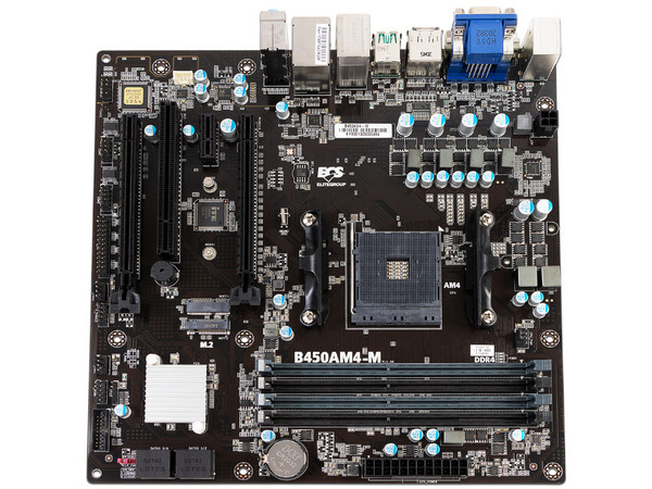 T. Madre ECS B450AM4-M, ChipSet AMD B450,
Soporta: AMD Ryzen / Athlon,
Memoria: DDR4 2666/2400/2133 MHz, 64GB Max,
Integrado: Audio HD, Red, USB 3.2 y SATA 3.0, M.2,
ATX, Ptos: 1xPCIE3.0x16, 1xPCIE2.0x16, 1xPCIE2.0x1.