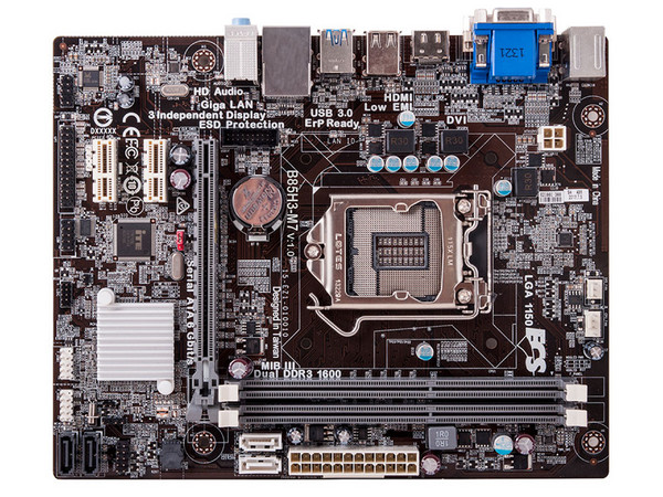 T. Madre ECS B85H3-M7, ChipSet Intel B85 Exp.,
Soporta: Core i7/i5/i3 de Socket 1150,
Memoria: DDR3 1600/1333/1066 MHz, 16GB Max,
Integrado: Audio HD, Red,
USB 3.0 y SATA 3.0,
Micro-ATX, Ptos: 1xPCIEx16, 2xPCIEx1.
