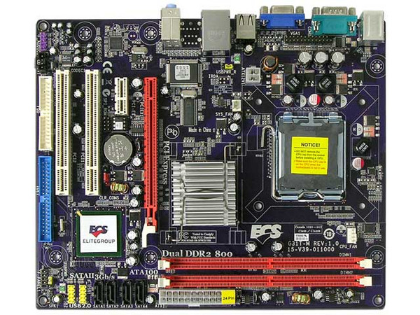 T. Madre ECS G31T-M, ChipSet Intel G31 & ICH7,
Soporta: Cel.400, DualCore/2Duo, 1066/1333MHz,
Memoria: DDR2 667/800/Mhz, 2 Bancos, 4GB Max,
Integrado: Video Intel 3100, Audio HD, Red 10/100,
Diseño: MicroATX, Ptos: 1xPCEx16, 1xPCEx1, 2xPCI