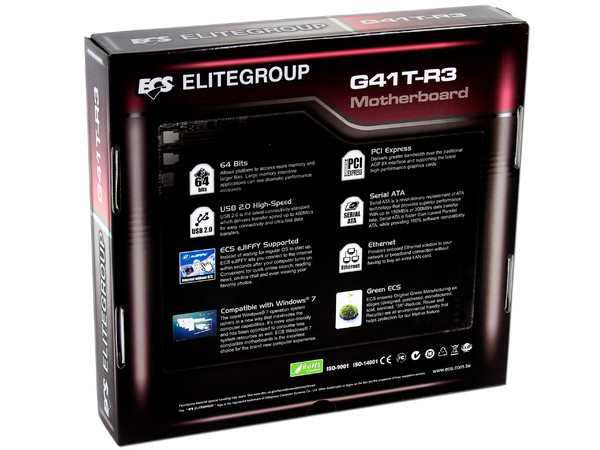 Tarjeta Madre ECS G41T-R3, ChipSet Intel G41,
Soporta: Core 2 Quad, Core 2 Duo, 1333/1066/800MHz,
Memoria: DDR3 1066MHz, 2 Bancos, 8GBMax,
Integrado: Audio HD, Red, Video Intel, Diseño: mATX,
Puertos: 1xPCIEx16, 1xPCIEx1, 1xPCI