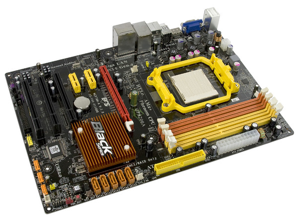 T. Madre ECS GF8200A, ChipSet GeForce8200,
Soporta: Phenom, Athlon 64 X2, Socket AM2+,
Integrado: Video GeForce 8200, Audio HD, Red,
Memoria: 4x DDR2 1066Mhz, Max. 32GB, Diseño ATX,
Ptos: 1xPCIE 2.0, 3xPCI-E X1, 3xPCI