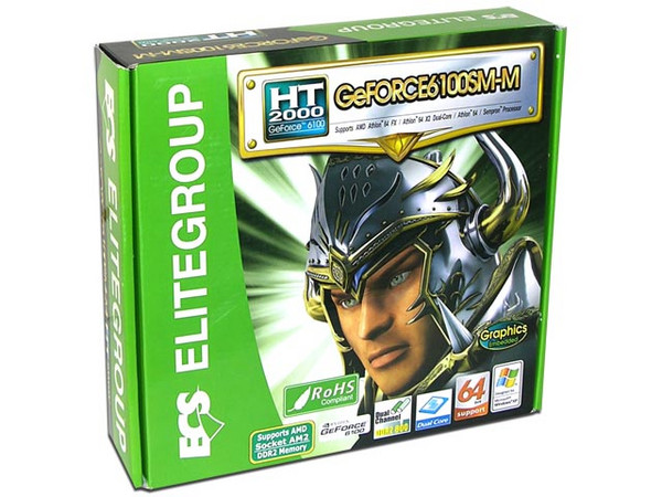 T. Madre ECS GeForce6100SM-M, ChipSet GeForce 6100S
Soporta: AMD Athlon 64 FX/Athlon 64 X2/Athlon 64/Sempron,
Integrado: Audio 5.1, Video GeForce6100, Red 10/100,
Memoria: 2x DDR2, Max. 2GB, Diseño MicroATX,
Ptos: 1xPCI-E X16, 1xPCI-E X1, 2xPCI 