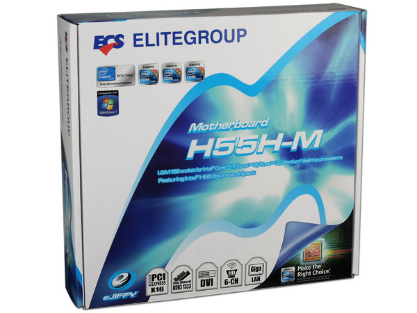 T. Madre ECS H55H-M, ChipSet Intel H55 Exp.,
Soporta: Core i7, Core i5 y Core i3 de Socket 1156,
Integrado: Audio 5.1, Red 10/100/1000,
Memoria: DDR3 1333/1066MHz, 8GB Max,
mATX, Ptos: 1xPCEx16, 2xPCEx1, 1xPCI