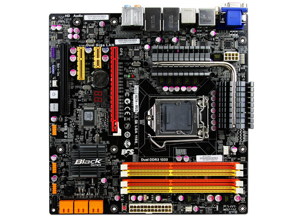 T. Madre ECS H57H-MUS, ChipSet Intel H57 Exp.,
Soporta: Core i7, Core i5 y Core i3 de Socket 1156,
USB 3.0 y Serial ATA 3.0,
Memoria: DDR3 1333/1066MHz, 16GB Max,
mATX, Ptos: 1xPCEx16, 1xPCIx4, 1xPCIx1, 1xPCI