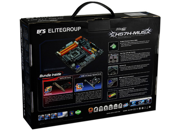 T. Madre ECS H57H-MUS, ChipSet Intel H57 Exp.,
Soporta: Core i7, Core i5 y Core i3 de Socket 1156,
USB 3.0 y Serial ATA 3.0,
Memoria: DDR3 1333/1066MHz, 16GB Max,
mATX, Ptos: 1xPCEx16, 1xPCIx4, 1xPCIx1, 1xPCI