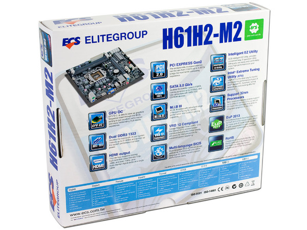 T. Madre ECS H61H2-M2-B3, ChipSet Intel H61 Express,
Soporta: Core i7, Core i5 y Core i3 de Socket 1155,
Integrado: Audio HD, Red,
Memoria: DDR3 1333, 1066 MHz, 16GB Max,
mATX, Ptos: 1xPCIEx16, 2xPCIx1