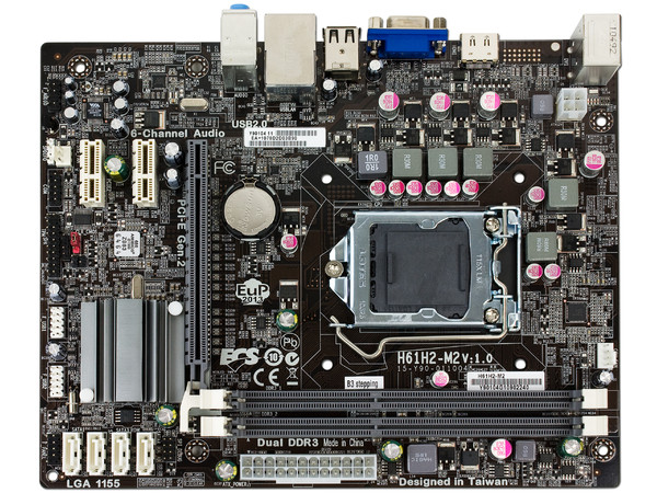 T. Madre ECS H61H2-M2-B3, ChipSet Intel H61 Express,
Soporta: Core i7, Core i5 y Core i3 de Socket 1155,
Integrado: Audio HD, Red,
Memoria: DDR3 1333, 1066 MHz, 16GB Max,
mATX, Ptos: 1xPCIEx16, 2xPCIx1