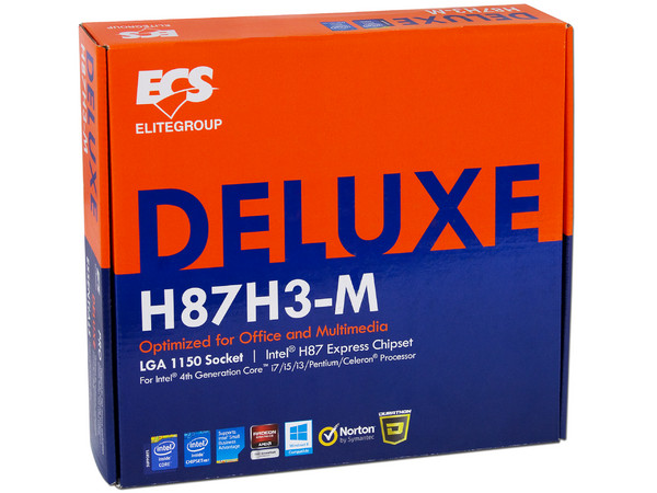 T. Madre ECS Deluxe H87H3-M, ChipSet Intel H87 Exp.,
Soporta: Intel Core i7 / i5  de Socket 1150,
Memoria: DDR3 1600/1333 MHz, 32 GB Max,
SATA 3.0, USB 3.0,
Integrado: Audio HD, Red,
Micro-ATX, Ptos: 2xPCIEX16, 1xPCIEX1
