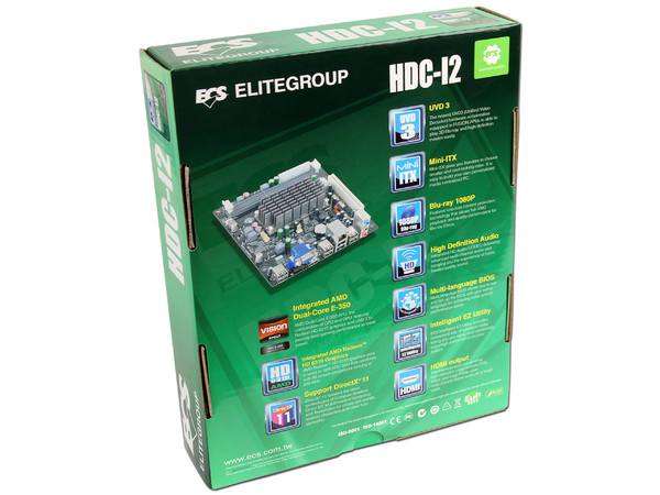 T. Madre ECS HDC-I2, ChipSet AMD Hudson D1,
Procesador Integrado AMD E-350 Dual Core APU (1.6GHz),
Integrado: Video Radeon HD 6310,
Memoria: DDR3 1066/800MHz,
Mini-ITX, Ptos: 1xPCI.