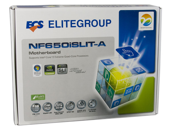 T. Madre ECS NF650iSLIT-A, ChipSet nForce 650i SLI,
Soporta: Cel.400, DualCore/2Duo/Quad, 800/1333(OC)MHz,
Memoria: DDR2 667/800MHz, 4 Bancos, 32GBMax,
Integrado: Audio HD, Red 10/100,
Diseño: ATX, Ptos: 2xPCEx16, 2xPCEx1, 3xPCI