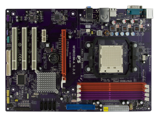 T. Madre ECS NFORCE6M-A, ChipSet GeForce 6100,
Soporta: Phenom, Athlon 64/Athlon 64 X2, Socket AM2,
Integrado: Audio HD, Red 10/100,
Memoria: 4x DDR2, Max. 32GB, Diseño ATX,
Ptos: 1xPCI-E X16, 1xPCI-E X1, 3xPCI