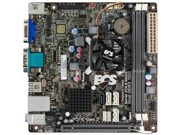 T. Madre ECS NM70-I2,
Procesador Integrado Intel Celeron 1037U (1.8 GHz),
Memoria: DDR3 1333/1066 MHz, 16 GB Max,
Integrado: Video Intel HD graphics, Audio, Red,
SATA 3.0,
Mini-ITX, Ptos: 1xPCIEx16.
