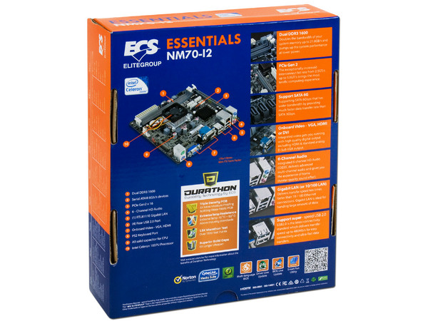 T. Madre ECS NM70-I2,
Procesador Integrado Intel Celeron 1037U (1.8 GHz),
Memoria: DDR3 1333/1066 MHz, 16 GB Max,
Integrado: Video Intel HD graphics, Audio, Red,
SATA 3.0,
Mini-ITX, Ptos: 1xPCIEx16.