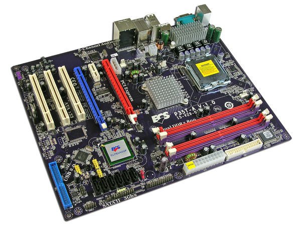 T. Madre ECS P35T-A, ChipSet Intel P35&ICH9DH,
Soporta: Cel.400, DualCore/2Duo/Quad, 1066/1333MHz,
Memoria: DDR2 800/667MHz, 4 Bancos, 8GB Max,
Integrado: Audio HD, Giga Lan,
Diseño: ATX, Ptos: 2xPCEx16, 1xPCEx1, 3xPCI